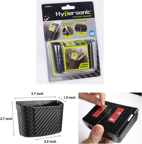 Hypersonic Front Seat Car Organizer Universal Vehicle Dashboard Pocket Holder Plastic Black Cargo Storage Box Holds Phone Money Cards Keys Glasses...