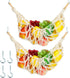 2 Pcs 11.8 x 20 Inch Large Macrame Fruit Hammock Under Cabinet Veggie Banana Hammock Hanging Fruit Basket Saves Counter Space for Kitchen Hand-wov...