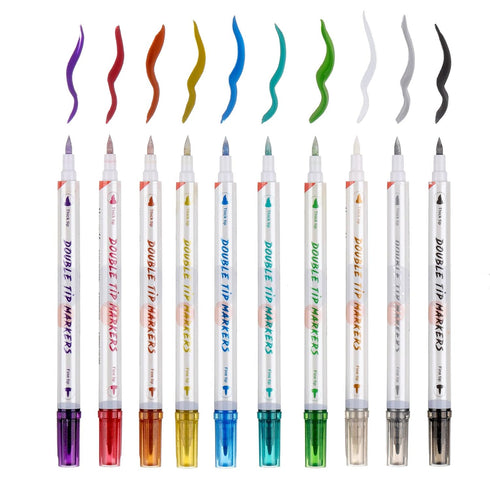 HAWINK Temporary Tattoo Markers for Skin, 10 Body Markers + 56 Large Tattoo Stencils for Kids and Adults, Dual-End Tattoo Pens Make Bold and Fine ...