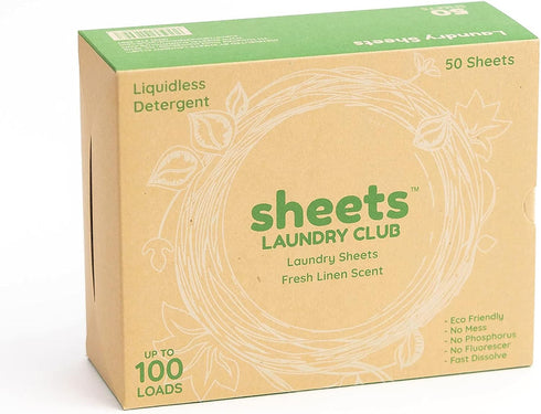 Sheets Laundry Club Laundry Detergent Sheets (Up to 100 Loads) 50 Laundry Sheets- Fresh Linen laundry sheet - New liquidless laundry detergent tec...