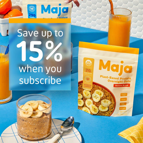 Maja Organic Plant-Based Protein Oats – Banana Bread Overnight Oats, 5 Servings (68g) Vegan, Gluten Free Oats, Delicious Instant Oatmeal, Quick & ...