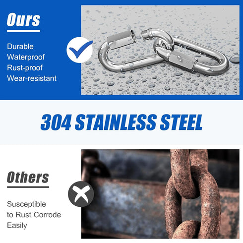 KINLINK 15PCS M5 3/16 Quick Link Chain Connector, 304 Stainless Steel carabiner, Small Locking Carabiner Clips Heavy Duty Chain Link Connector for...