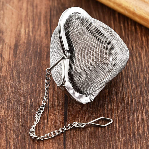2pcs Stainless steel fine mesh seasoning ball kitchen soup spice stew filter kitchen tool metal tea bag tea ball (2pcs Heart Shape),Silver,5.5X6CM...