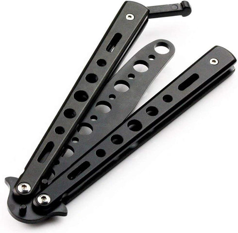 Butterfly knife, 2 Pack Practice Knives Trainer Martial Arts Practice Swords Steel Metal Folding Training Knife Tool Unsharpened for Men Boys Kids...