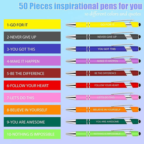 30 Pieces Inspirational Pens, Motivational Ballpoint Pen with Stylus Tip Funny Ink Pens Bulk Inspirational Gifts for Women Coworkers Office Suppli...