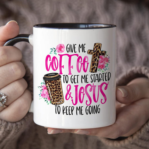 YouNique Designs Coffee & Jesus, Christian Mug, 11 Ounces, Scripture Coffee Mug for Women, Christian Cups, Christian Coffee Mugs for Women, Bible ...