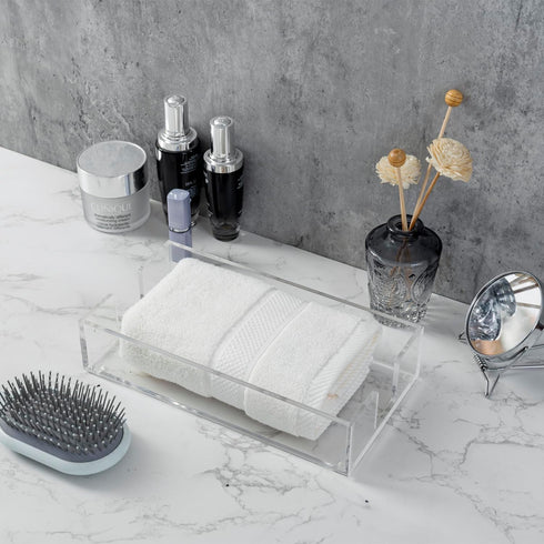 MyGift Premium Clear Acrylic Bathroom Paper Hand Towel Tray, Vanity Countertop Multifold, Z-Fold, C-Fold Disposable Napkin Dispenser Holder for Gu...