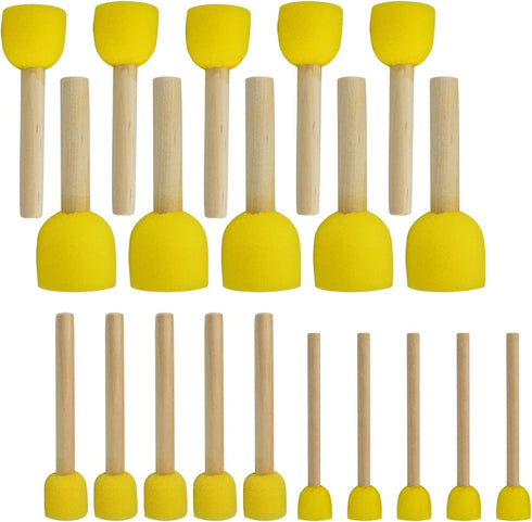 20 PCS Round Sponges Brush Set Kids Painting Tools - Pistha Sponge Painting Stippler Set DIY Painting Tools in 4 Sizes for Kids (Yellow)...
