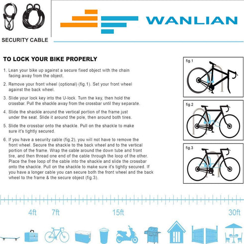 WANLIAN Anti-Theft Combination Lock, Black, for Bicycles, Motorcycles, Ships, Ladders, Doors, Lawn Mowers, Equipment Lock Accessory Kits...