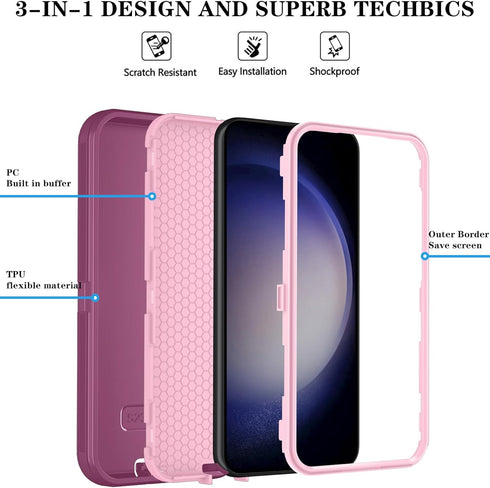 Qinmay Phone Case for Samsung Galaxy A35 5G Case with HD Screen Protector, Samsung A35 5G Case Durable Shockproof 3-Layer Cover for Galaxy A35 5G ...