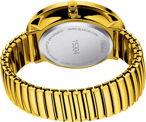 Blekon Collections New Super Large Face Stretch Band Japanese Movement PC21J Fashion Watch (Gold)...