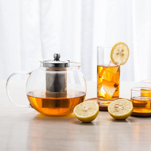 Small Teapot, Teapot with Infuser, Glass Tea Kettle Stovetop Safe, Blooming and Loose Leaf Tea Maker Set Gift for Women, 650ml/22oz...