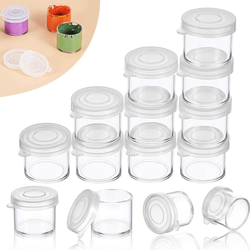 Small Paint Cup with Lids, Plastic Mini Paint Containers DIY Craft Storage Containers Craft Paint Cup for Paint Beads Seeds Clay or Others (25 Pie...