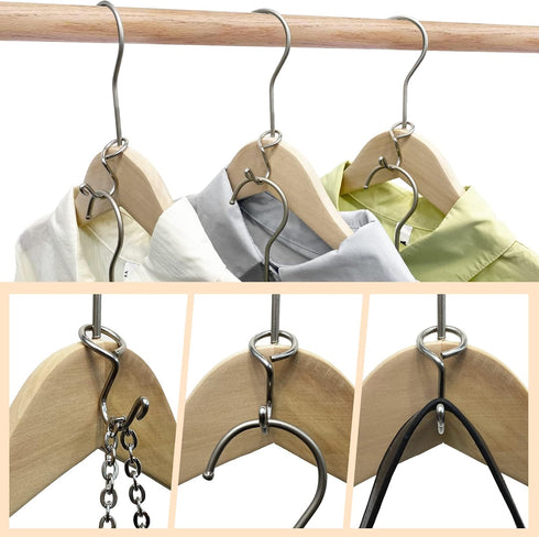 Metal Clothes Hanger Connector Hooks, 50PCS Hanger Extender Hooks, Clothes Hanger Organizer Mini Space Saver Hangers Stainless Steel Hooks for Han...