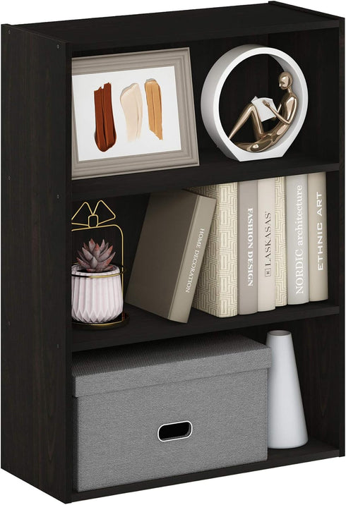 Furinno Pasir 3-Tier Open Shelf Bookcase, Espresso...