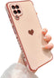 phylla Compatible with Samsung Galaxy A12 6.5” Phone Case, Cute Love Heart Gold Plating Edge Luxury Elegant Case for Women Camera Protector Soft S...