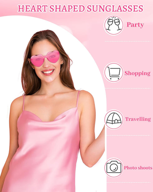 Heart Sunglasses for Women Heart Glasses with Heart Leg Rimless Sunglasses for Bachelorette Party Wedding Favors...