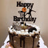 Unimall Basketball Happy Birthday Cake Topper Basketball Scene Themed Cake Fruit Picks for Man Boys Father Birthday Event Party Supply Black Glitt...
