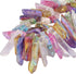 TUMBEELLUWA Rock Quartz Crystal Points Loose Beads for Jewelry Making, Titanium Coated Polished/Raw Quartz Beads 15 Inches Top Drilled,Multi-Color...