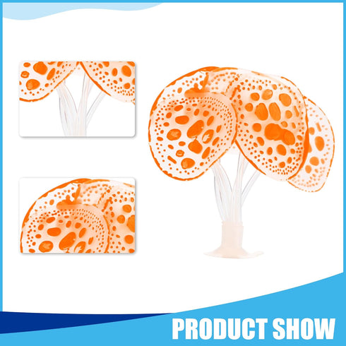 Soft Silicone Glowing Simulation Coral, Fluorescence Aquatic Artificial Water Plants for Aquarium (Orange)...