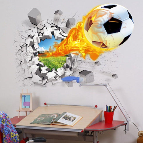 U-Shark® 3D Self-Adhesive Removable Break Through The Wall Vinyl Football Soccer Wall Stickers/Murals Art Decals Decorator as Kids Birthday Gift (...