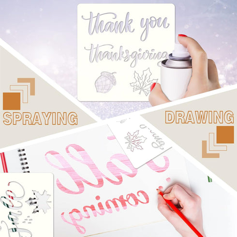 20 Pieces Stencils for Painting Reusable Animal Plant Music Stencil Spring Summer Fall Winter Stencil Template, DIY Stencils for Painting on Wood ...