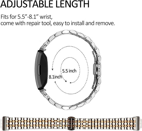 Chofit Metal Bracelet Compatible with Fitbit Inspire/Inspire HR/Inspire 2 Bands, Stainless Steel Replacement Strap Wristband Accessories for Inspi...