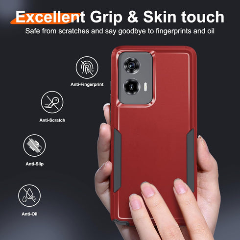 for Motorola Moto G Stylus 5G 2024 Case with Tempered Glass Screen Protector,Heavy Duty Rugged Shockproof Full Body Protective Cover,Red...
