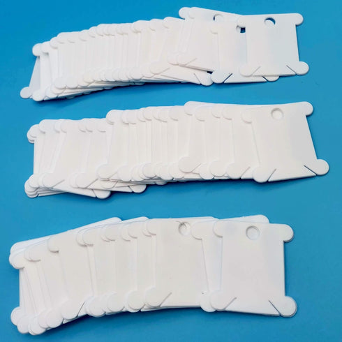 Fokanlo 300 Pieces Plastic Floss Bobbins with 1 Bobbin White Winders for Cross Stitch Cotton Thread Craft DIY Sewing Storage,Thread Organizer Hold...
