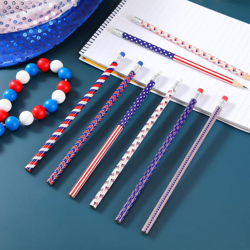 American Flag Pencils Wooden Patriotic Pencils for 4th of July USA Independence Day Parades Party Favors School Office Supplies (36 Pieces)...