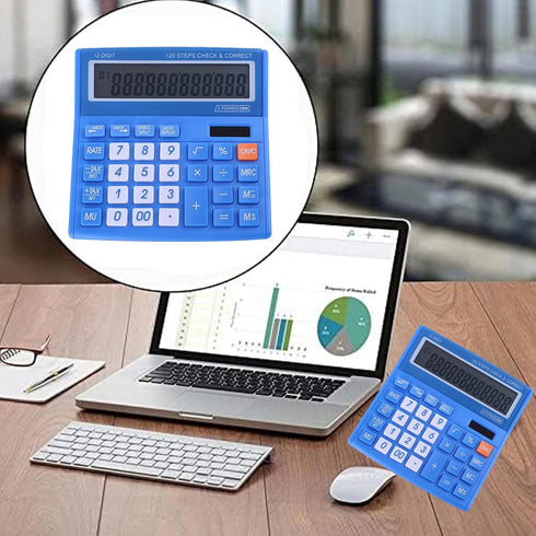 Desktop Calculator Basic Office Desk Calculator 12 Digit with Solar Power and Easy to Read LCD Display, Big Buttons, for Home, Office, School, Cla...