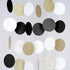 MerryNine Paper Garland 5 Pack, 65 Ft Glitter Paper Garland Circle Dots Hanging Decor, Banner for Baby Shower, Birthday, Nursery Party Decor (Blac...