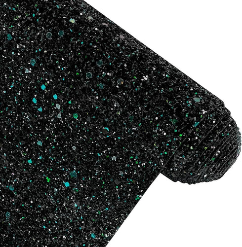Solid Color Chunky Glitter Faux Leather Roll 12 x 53 Inch Sparkle Synthetic Sewing Fabric for Hair Bows Jewlery Making DIY Accessories (Dark Green...