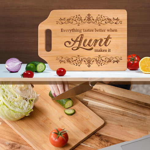 Aunt Gifts - Engraved Bamboo Cutting Board 12.3"L × 8.7"W × 0.4"Th - Gifts for Aunt, Aunt Birthday Gift...