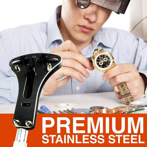 Set of Watch Repair Kit, 3 Point Wrench Screw Case Remover Tool, Adjustable Watch Back Case Opener, Battery Replacement and Movement Holder, Heavy...