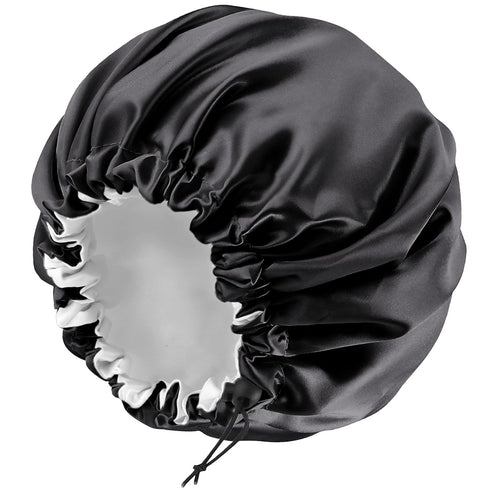 Satin Silk Bonnet for Curly Hair Bonnet Braid Bonnet for Sleeping Bonnets for Women Large Double-Layer Adjustable Black...