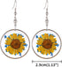 Multi-Colored Pressed Daisy & Queen Anne's Lace Flowers 1.14" Round Circle Drop Dangle Hook Earrings, 7 Colors...