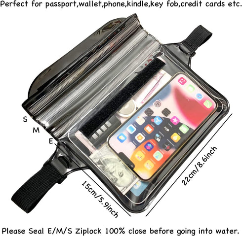 Waterproof Waist Pouch Dry Belt Bag Fanny Pack Keep Your Key Fob Wallet Kindle Phone Dry Perfect For Swim Surf Snorkel(Black)...