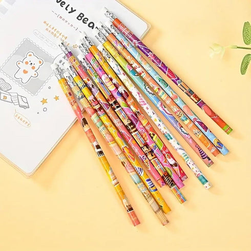100 pieces Happy Birthday Pencils Colorful Printed Birthday Pencils With Top Erasers Perfect For Teachers Classrooms Reward Birthday Party Kids Gi...