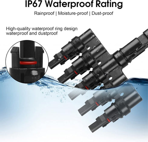 Solar Panel Connectors T Branch Connectors Cable Splitter Coupler 1 Male to 5 Female and 1 Female to 5 Male, Solar cable connectors for residentia...