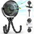 Baby Stroller Fan, Portable Fan 5200mah with LED Lights, Clip on Fan for Baby, Mini Desk Hanging Fan Battery Rechargeable Personal Fan for Strolle...