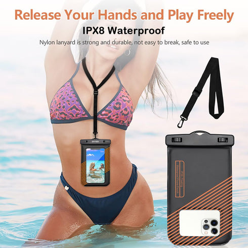 Waterproof Phone Pouch 2pcs(S+L)Waterproof Phone Lanyard Case,IPX8 Floating Waterproof Phone Case Dry Bag for iPhone 15 14 Pro 13 13 Pro Max 12 11...