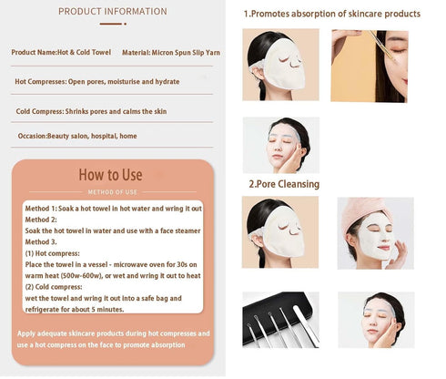 Holes Towel Mask Reusable Face Towel Mask Cold Hot Compress Facial Steamer Moisturizing Beauty Skin Care Spa Towels for Estheticians Skin Care, 10...