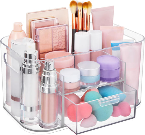 STORi Bliss Clear Makeup Organizer for Countertop, Divided Bathroom Organizer & Storage Drawer, Makeup Brush Holder, Cosmetic & Nail Polish Organi...