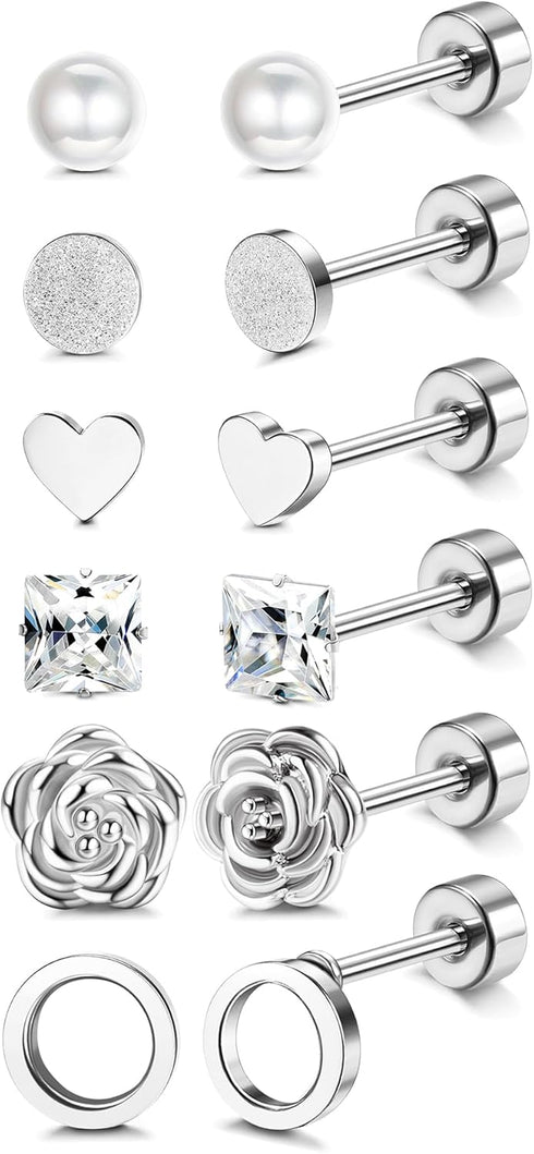 JOERICA Titanium Earrings for Sensitive Ears G23 Pure Titanium Stud Earrings for Women Butterfly Moon Star Opal Cubic Zirconia Hypoallergenic Tita...