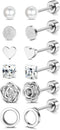 JOERICA Titanium Earrings for Sensitive Ears G23 Pure Titanium Stud Earrings for Women Butterfly Moon Star Opal Cubic Zirconia Hypoallergenic Tita...