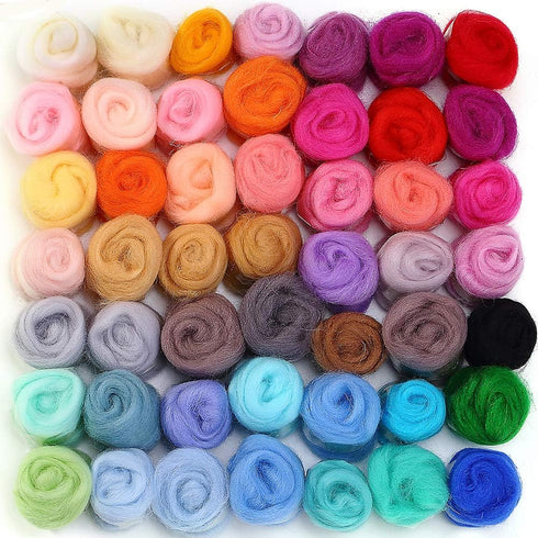 MOMODA BAODLON 50 Colors Fibre Wool Yarn Roving for Needle Felting Hand Spinning DIY Craft Materials...