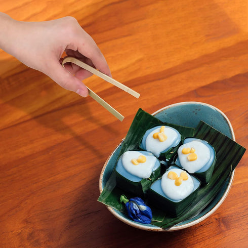 Luter 20pcs Wooden Disposable Cooking Utensils Mini Bamboo Tongs Natural Toast Tongs for Cooking...