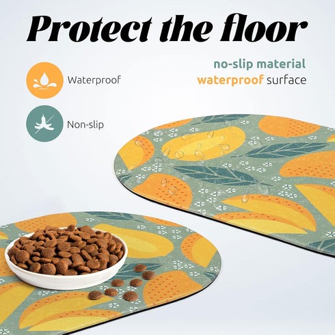 HACHIKITTY Cat Food Mat for Pet Bowls Dispenser, 25"x 14" Cute Dog Food Mat for Floor Waterproof, Dog Bowl Mat for Food and Water, Pet Feeding Mat...