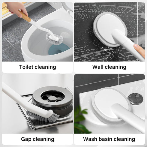 Sayone Bathroom Accessories,Bathroom Cleaning Brush, Toilet Bowl Brush, Toilet Brush and Holder Set, Grout Cleaner Brush, Scrub Brush for Shower T...